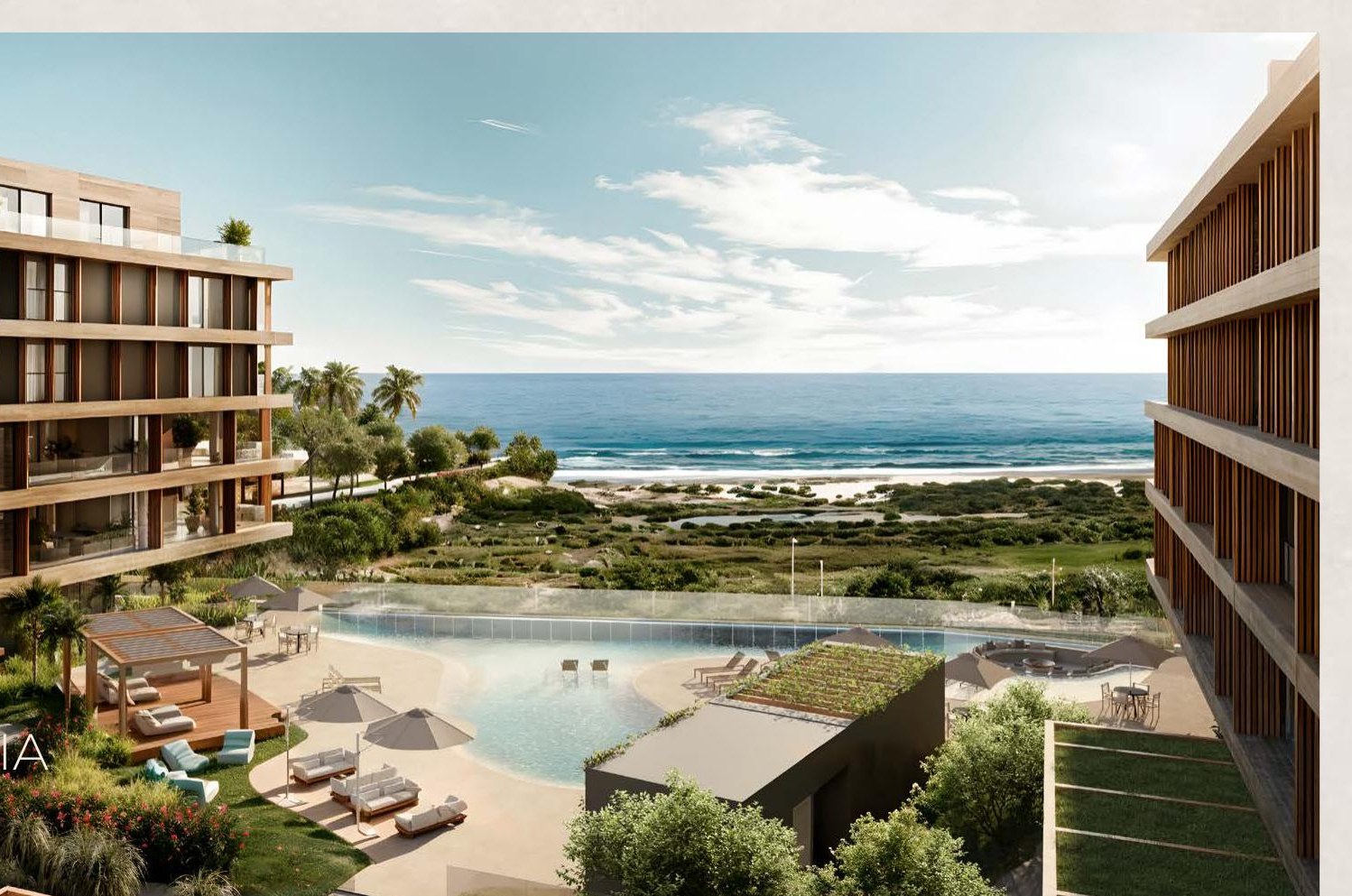 Moderne Wohnanlage mit Pool und Meerblick